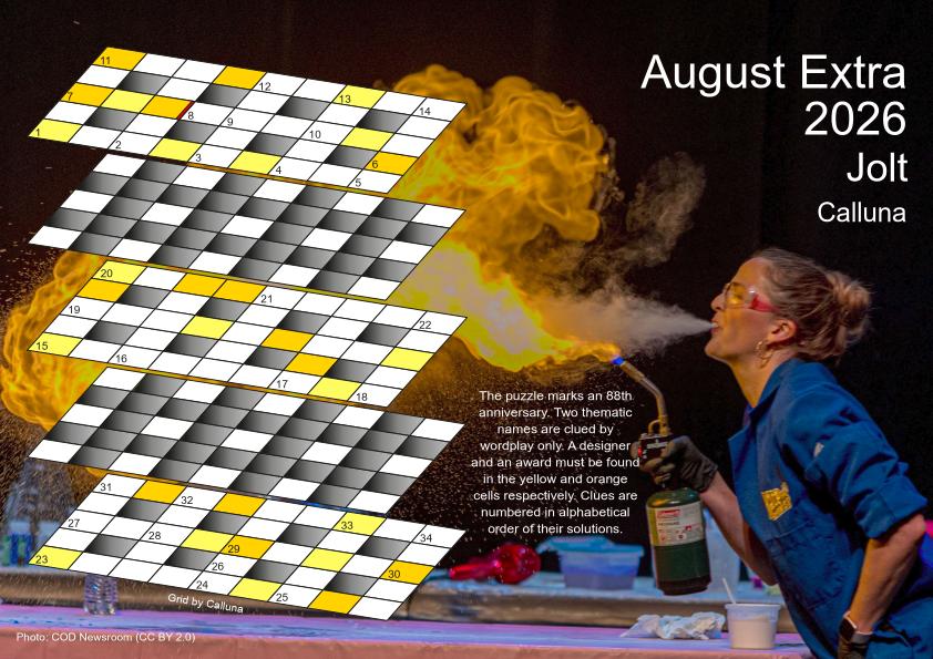 Month puzzle grid page August Extra 2026 grid page